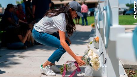 Meghan, Duchess of Sussex left flowers at the memorial site.