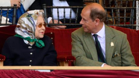 The Queen talks with her youngest son, Prince Edward, Earl of Wessex, at the Royal Windsor Horse Show.
