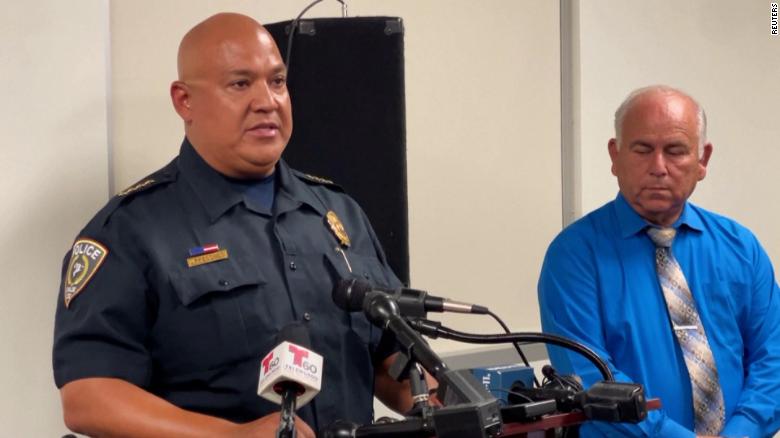 Uvalde chief of police Pedro "Pete" Arredondo speaks during a news conference on May 24.