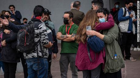 People mourn the death of Chilean journalist Francisca Sandoval, who died after after being shot at a May Day demonstration in Santiago. 