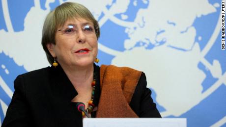 UN High Commissioner for Human Rights Michelle Bachelet attends an event at the United Nations in Geneva in 2021.