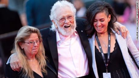 Wanda Hawkins, musician Ronnie Hawkins and guest arrive for the Opening Night Gala presentation of &quot;Once Were Brothers: Robbie Robertson and The Band&quot; during the Toronto International Film Festival, on September 5, 2019, in Toronto, Ontario, Canada.