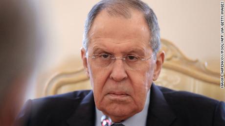 Russian Foreign Minister Sergei Lavrov attends a meeting with UN Secretary-General in Moscow on April 26, 2022.  