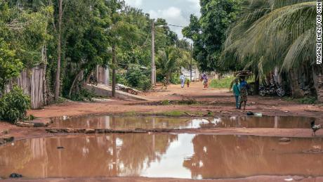 The road that leads up to the St. Camille center in Tokan, on the outskirts of the Republic of Benin&#39;s largest city Cotonou.