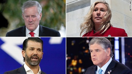 Former White House chief of staff Mark Meadows, top left, received numerous texts on January 6, 2021 from some of Trump&#39;s closest allies and supporters.