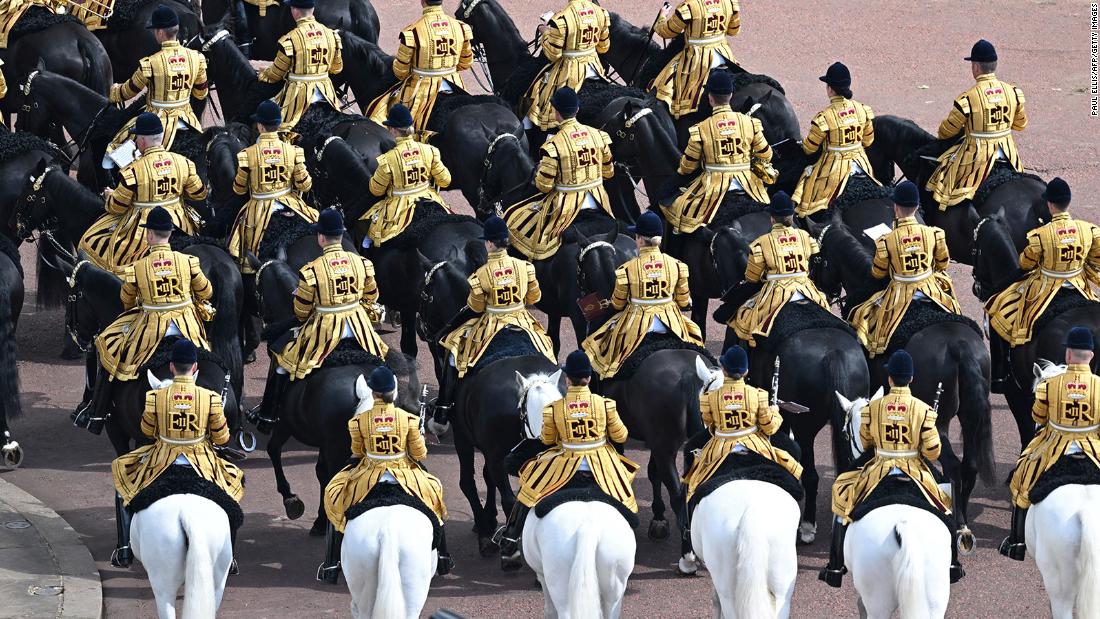 The Mounted Band of the Household Cavalry takes part in the parade Thursday.