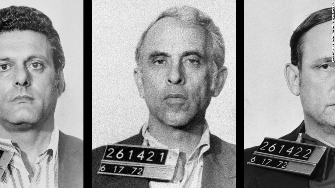 The five burglary suspects were accused of trying to bug the DNC&#39;s headquarters and steal documents. From left are Virgilio Gonzalez, Frank Sturgis, Eugenio Martinez, Bernard Barker and James McCord. McCord was the security chief of the Committee to Re-elect the President.