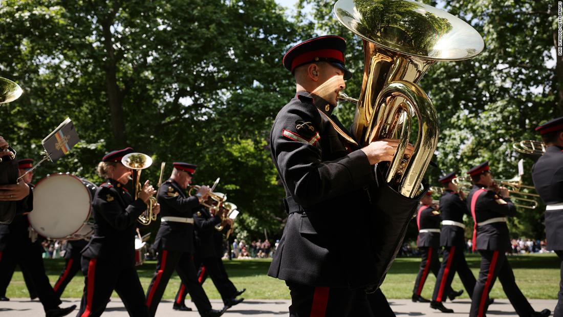 A military band performs on Thursday.