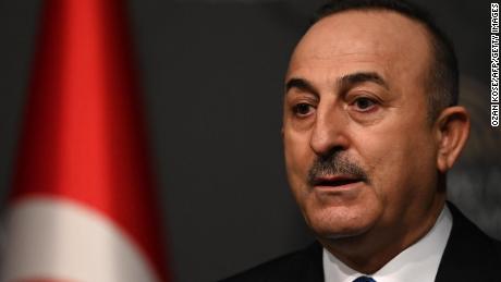 Turkey&#39;s Foreign Minister Mevlut Cavusoglu gives a press conference in Antalya on March 10, 2022.  
