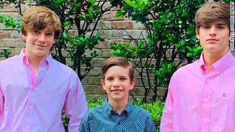 From left, Carson Collins, 16, Hudson Collins, 11, and Waylon Collins, 18.