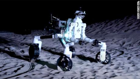 Ground demonstration of GITAI&#39;s lunar robotic rover R1 in a simulated lunar environment.