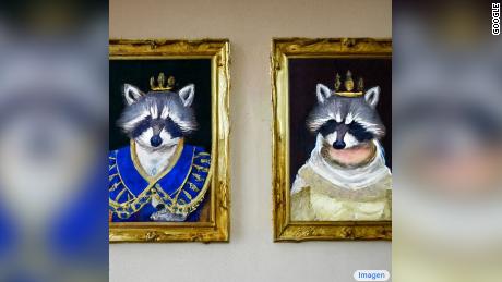 A picture of "royal"  Raccoons created by an AI system called Imagen, developed by Google Research.