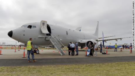 An Australian Defense Force P-8 Poseidon military aircraft.  A plane similar to this one was allegedly recently & quot; chaffed & quot;  by a Chinese J-16.