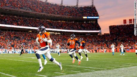The Denver Broncos face the Los Angeles Chargers at Empower Field at Mile High last November. 