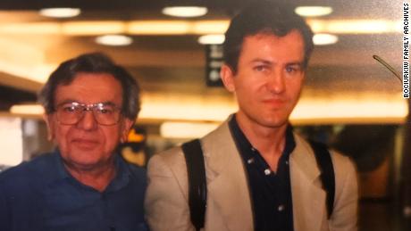 Writer Michael Bociurkiw and his father Bohdan &quot;many years ago as he bid me farewell on another travel adventure.&quot;
