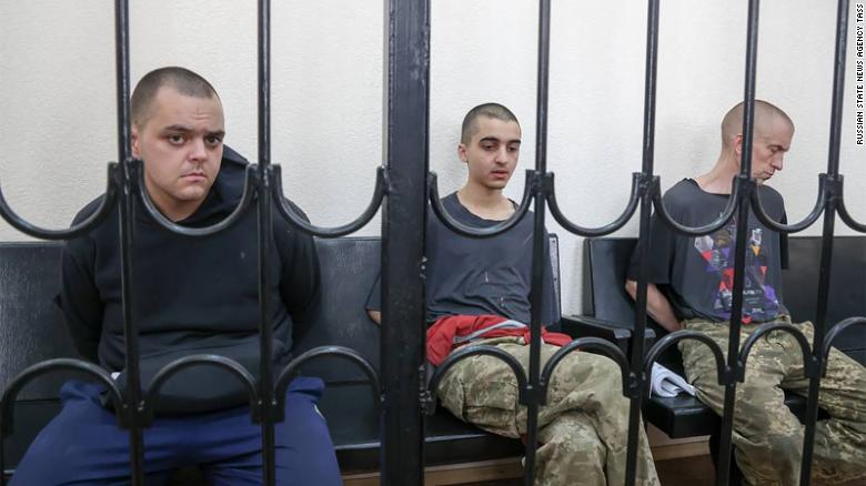 From left to right: Aiden Aslin, Brahim Saadoune and Shaun Pinner were sentenced to death on Thursday.