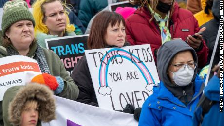 In March, people rallied at the Minnesota Capitol in St. Paul to support transgender children.