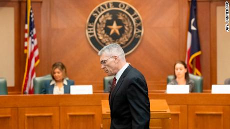 Steve McCraw, director of the Texas Department of Public Safety, arrives at a meeting of the House Investigative Committee into the Robb Elementary School shooting.
