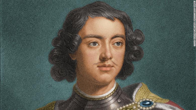 A portrait from circa 1700 shows Peter I, who ruled Russia as Peter the Great from 1682 until his death in 1725. 