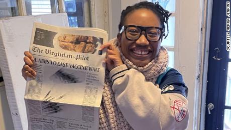 Sierra Jenkins sent CNN&#39;s Elizabeth Cohen a photo when her first front-page story ran.