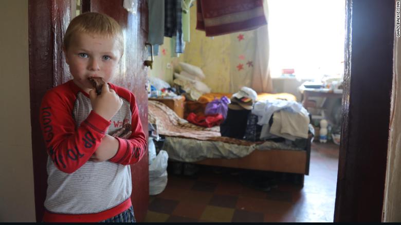 Kolya came to Bakhmut with his mother and sister in March to escape the shelling. Now he lives with them in a cramped room at a student dormitory.