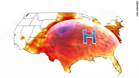 Above average temperatures sit under a heat dome across the US.