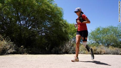 Hunt-Broersma runs her 102nd marathon in 102 days in Arizona. 