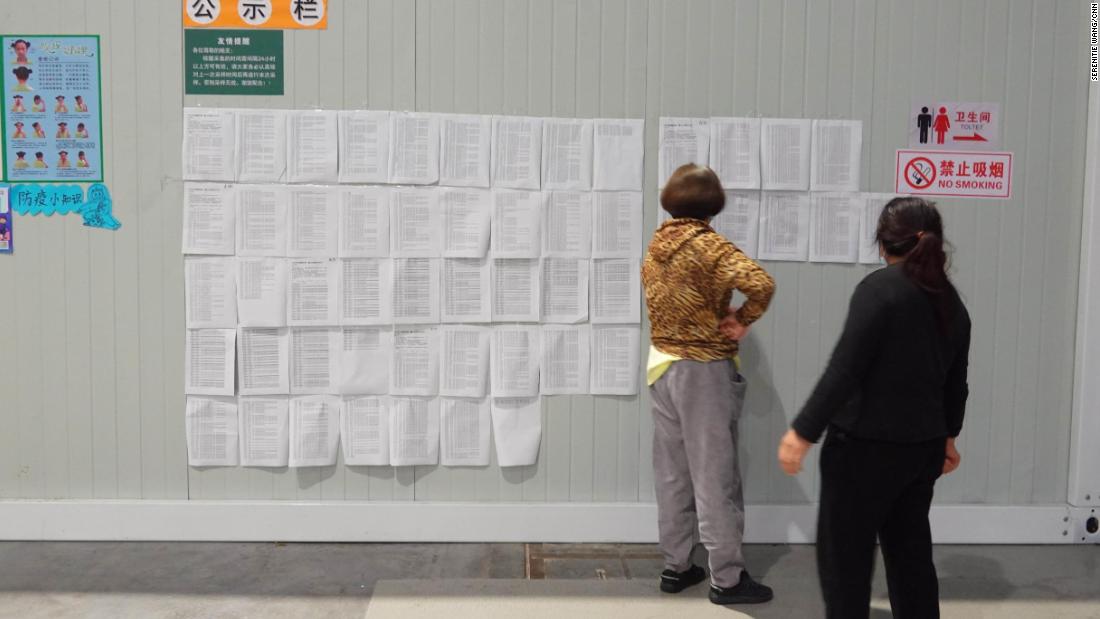 Covid test results are posted on the wall in the &quot;lucky clover&quot; quarantine site. 