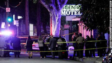 Shooting scene in El Monte, California, where two police officers were killed. 