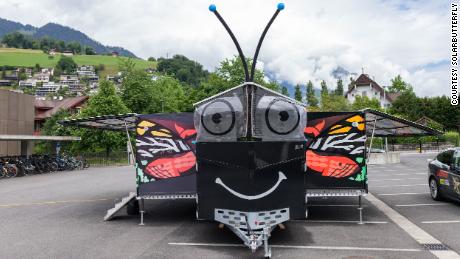 A butterfly-shaped trailer is taking a round-the-world trip — powered entirely by the sun