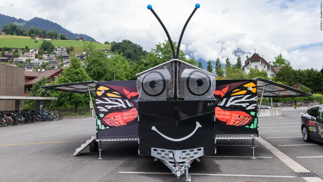 This butterfly-inspired solar-powered trailer is driving around the world to stop climate change