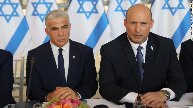 Israeli Prime Minister Naftali Bennett (R) and Foreign Minister Yair Lapid pictured on May 29.