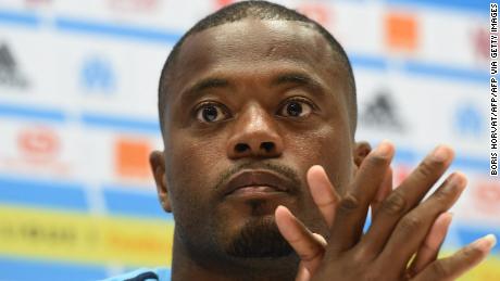 Marseille&#39;s French defender Patrice Evra holds a press conference at the Velodrome Stadium in Marseille, southeastern France, on August 23, 2017 on the eve of the UEFA Europa League play-off football match between Marseille and NK Domzale. (Photo by BORIS HORVAT / AFP) (Photo by BORIS HORVAT/AFP via Getty Images)