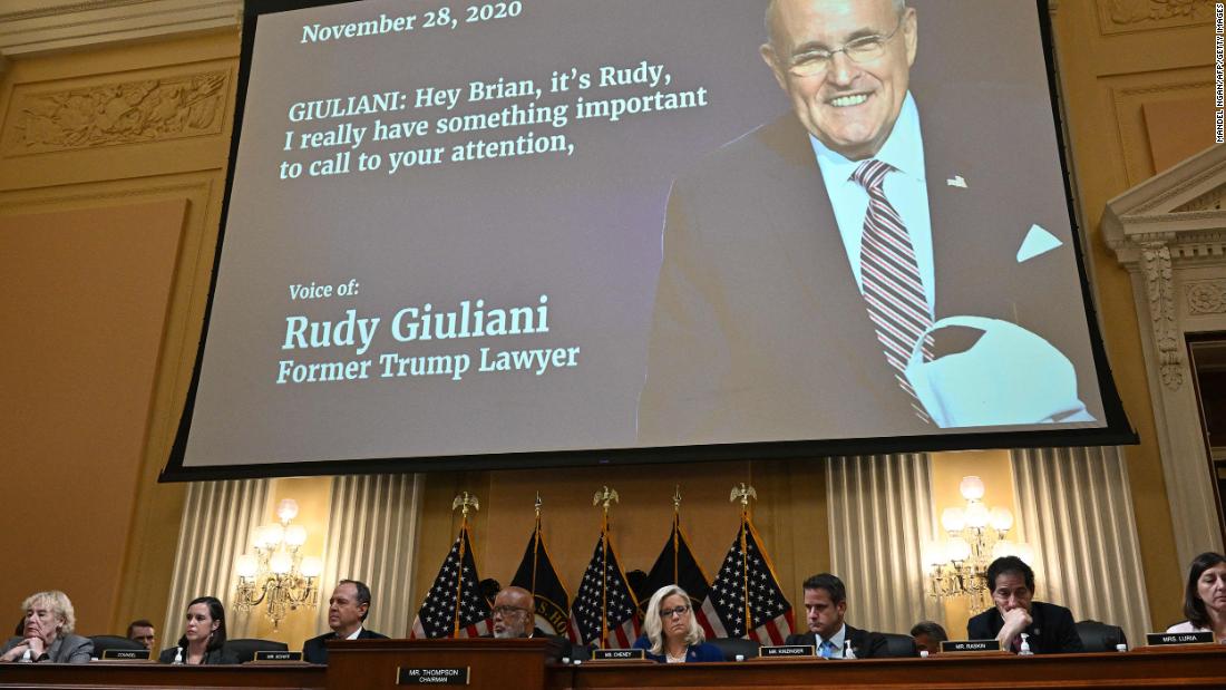Audio of Giuliani is played during the hearing on June 21.