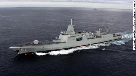 China&#39;s type 055 guided-missile destroyer Nanchang in the Western Pacific on October 19, 2021.