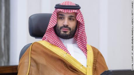 Saudi Arabian Crown Prince Mohammed bin Salman attends the G20 Leaders&#39; Summit via videoconference on October 30, 2021.  