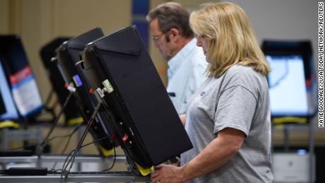 Catherine Douglas casts her vote at First Baptist Church in Augusta, Ga., on Tuesday, June 21, 2022.News Georgia Primaries Runoff