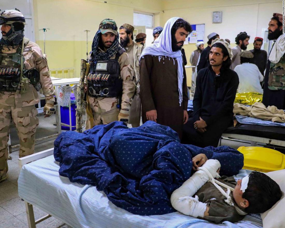 An injured victim of the earthquake receives treatment at a hospital in Paktia, Afghanistan, on June 22. 