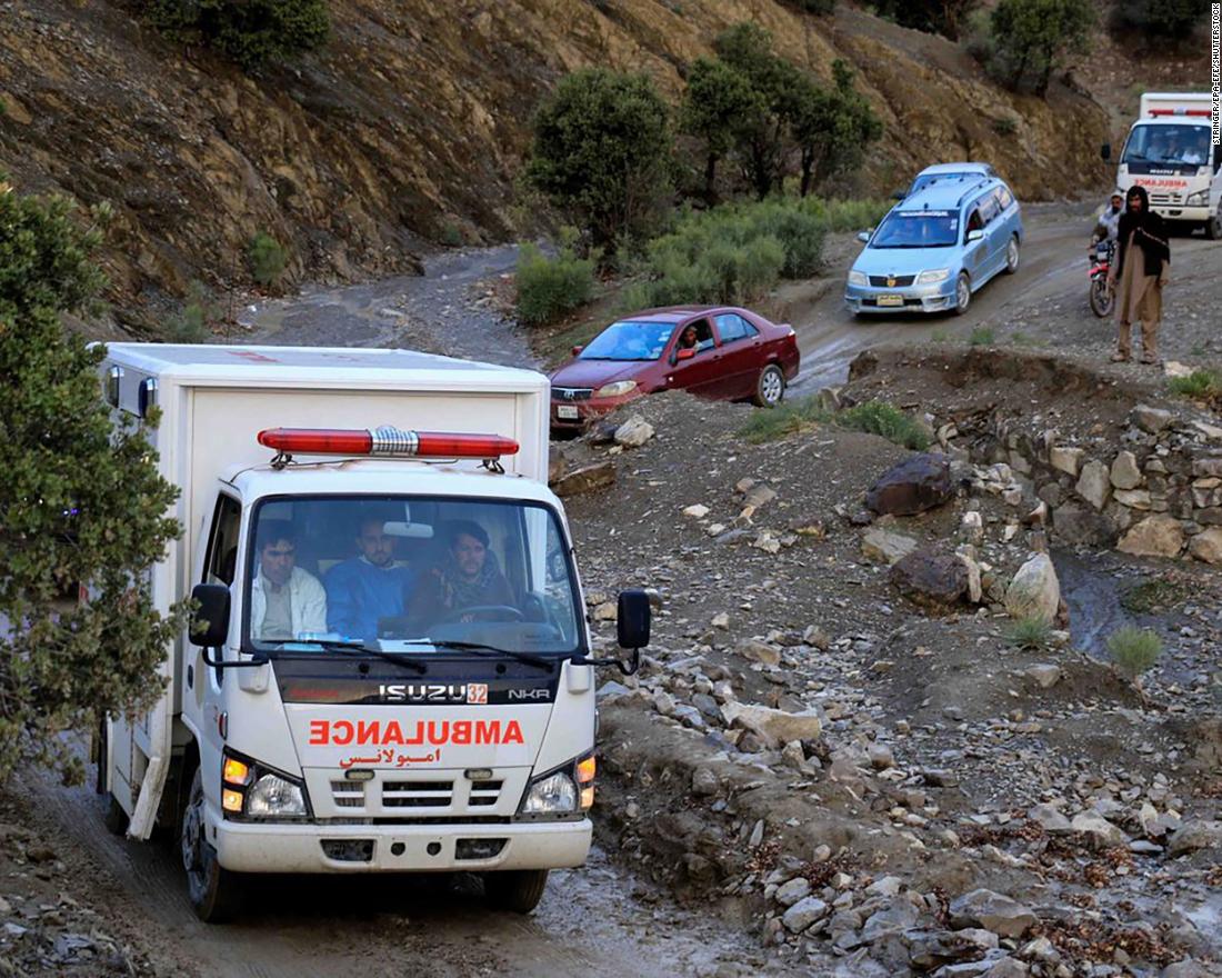 An ambulance assists earthquake victims on June 22.