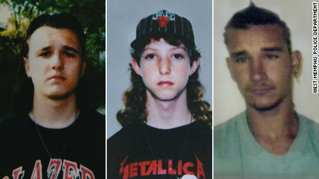 Damien  Echols, Jason Baldwin, and Jessie Misskelley Jr. are seen in images released by the West Memphis Police Department