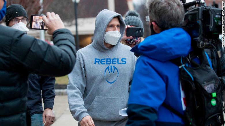 Derrick Evans after being arraigned on Jan. 8, 2021, in Huntington, W.Va.