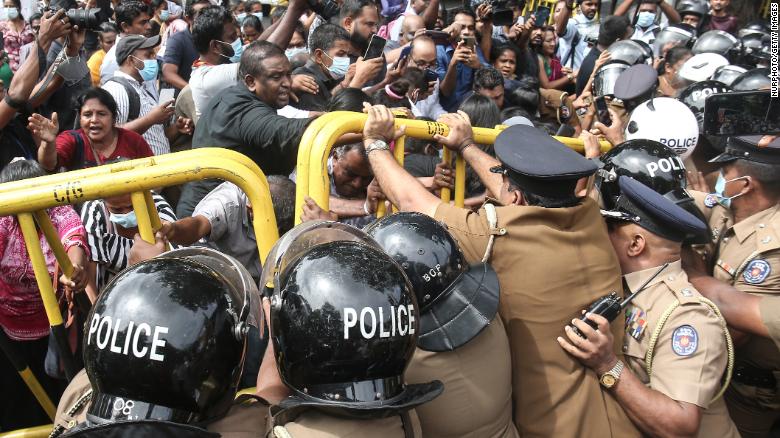 Protests erupt near Sri Lankan Prime Minister Ranil Wickremesinghe&#39;s private residence, amid the country&#39;s economic crisis, on June 22.