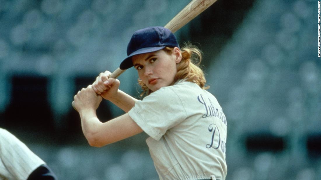 No, Geena Davis still won't tell you if Dottie meant to drop the ball. But she's loving life's curveballs