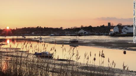 The Deben river during low-tide at Sutton Hoo, Suffolk.