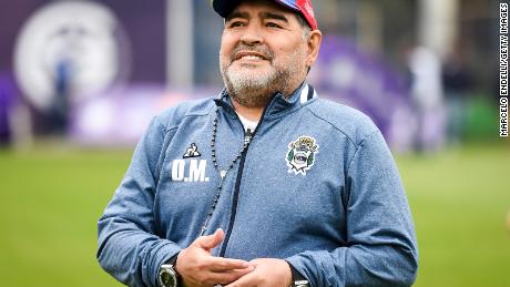 Diego Maradona, seen here as coach of Argentine side Gimnasia in 2019, died in November 2020 aged 60. 