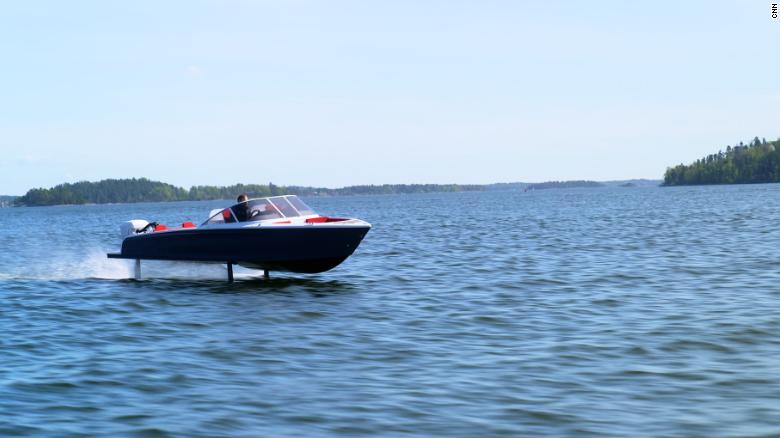 Watch this electric boat 'fly' above the water