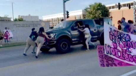 Truck hits abortion rights protestors in Iowa