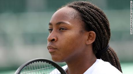 Coco Gauff during a training session ahead of Wimbledon.