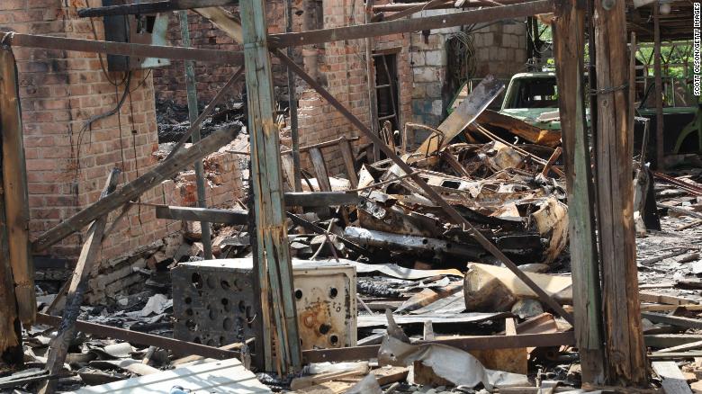 Artillery shells hit the town of Bakhmut on the morning on June 26, 2022, damaging several homes and killing at least one person.