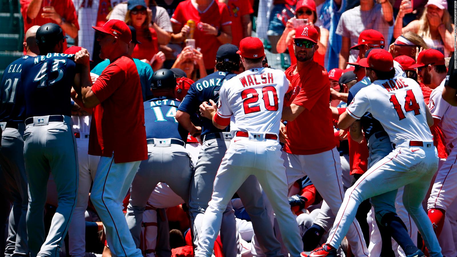 MLB 12 suspended after mass brawl between Mariners and Angels CNN